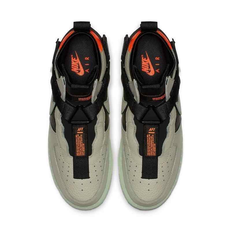 Nike Air Force 1 Utility Mid,  серый с черным, кожа, мужские