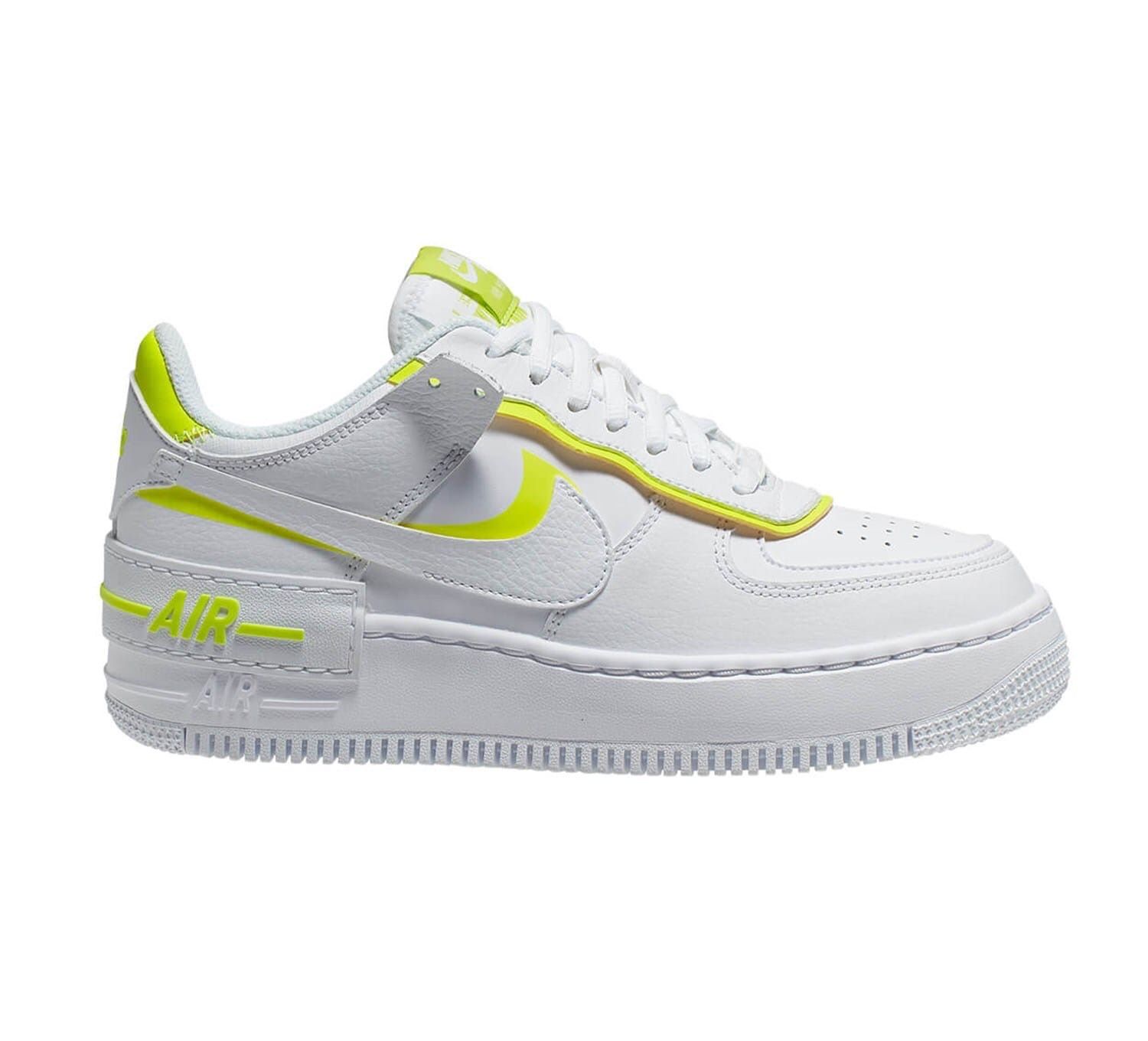 Nike Air Force 1 Shadow белые с желтым, кожаные, женские