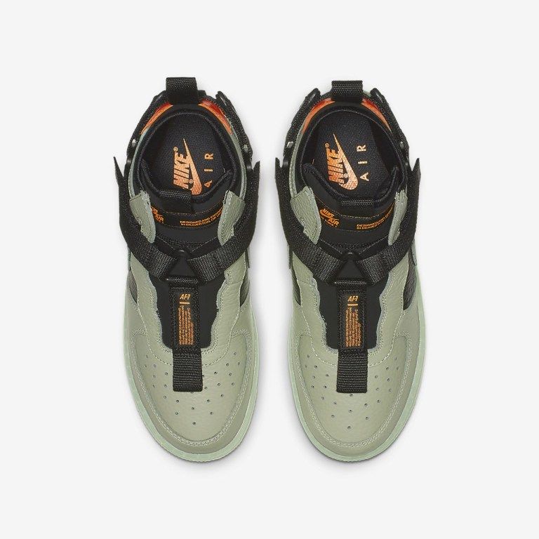 Nike Air Force 1 Utility Mid,  серый с черным, кожа, мужские