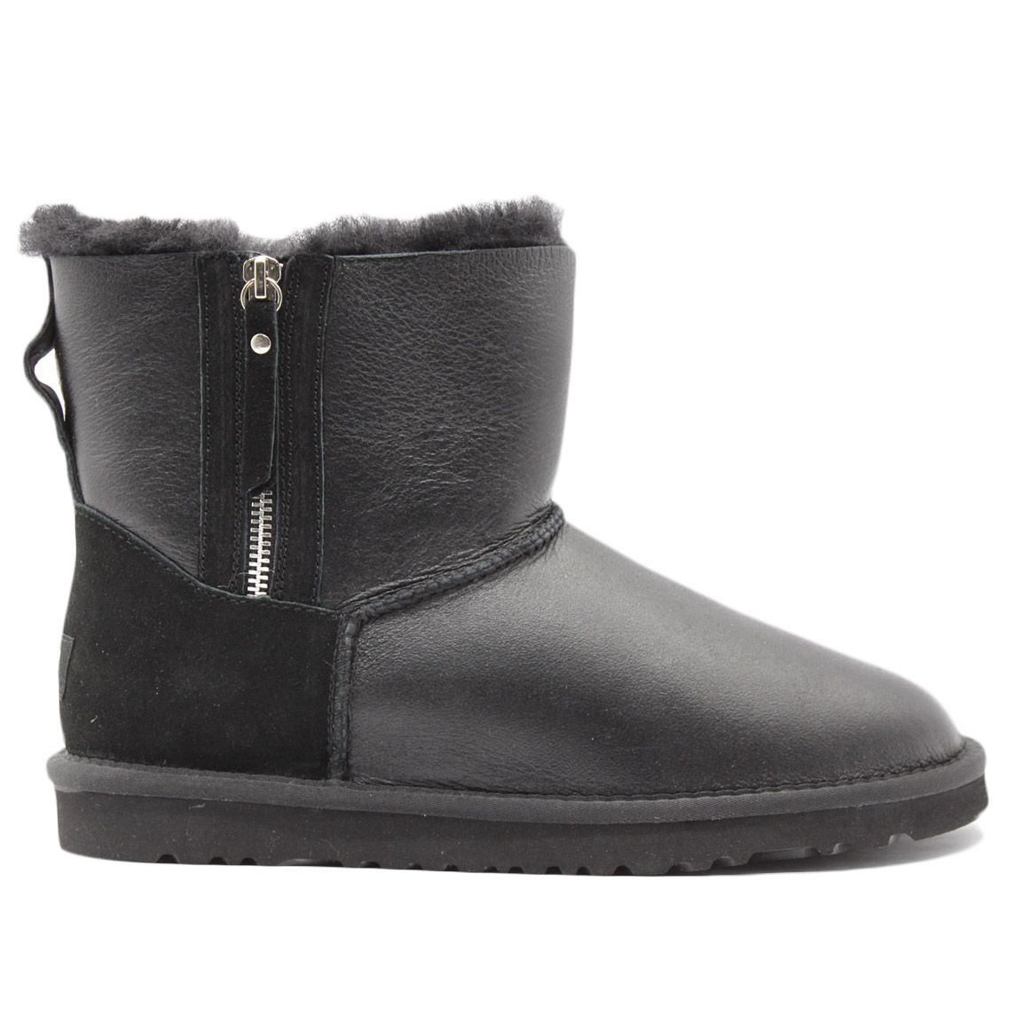 Зимние Ботинки UGG Bailey Mini Double zip с мехом черные (35-40)