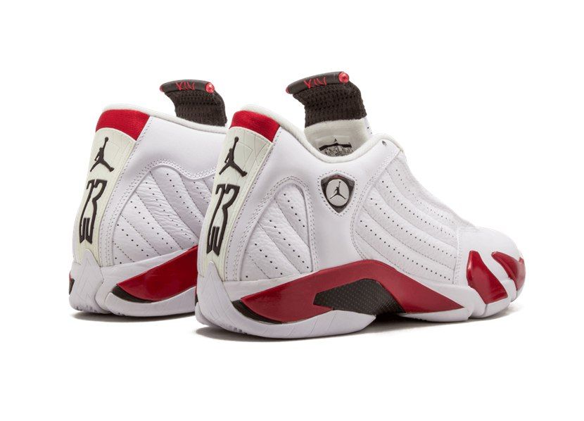 Nike Air Jordan 14 Retro, белый с красным, кожа, мужские